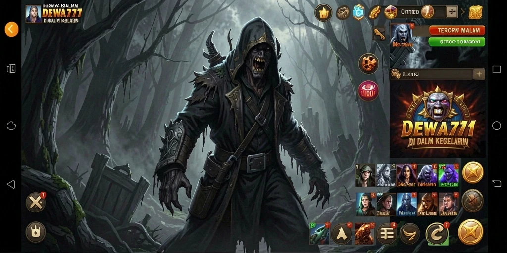 Menggambarkan suasana mencekam dari gameplay DEWA777 yang penuh ketegangan.