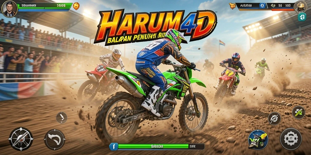 Tampilan seru dari gameplay balapan motor di HARUM4D.