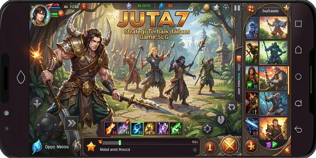 Tampilan gameplay menarik dari JUTA7 dengan elemen strategi SLG.