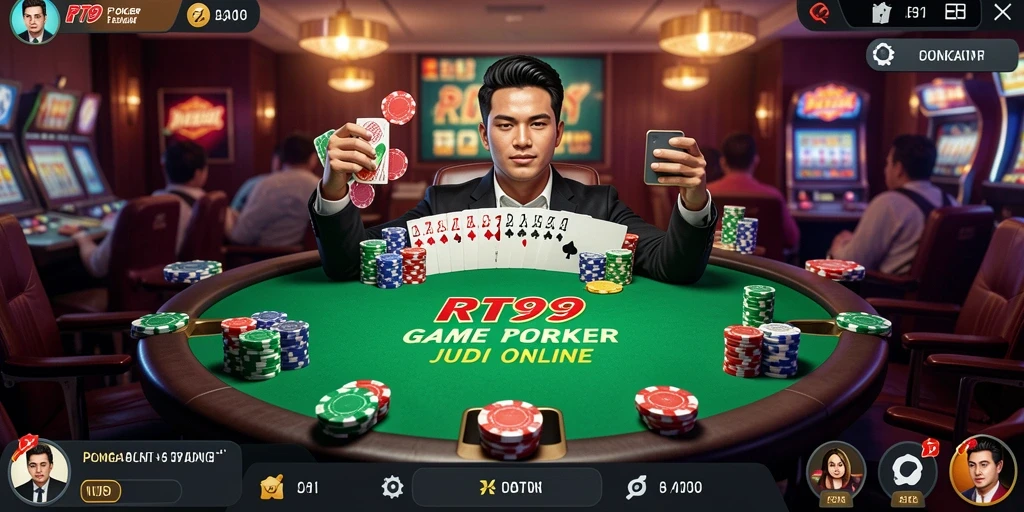 Screenshot gameplay RT99 menunjukkan suasana seru dan mendebarkan saat bermain Poker.