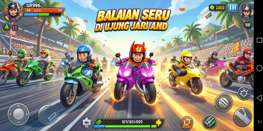 Tampilan dinamis dari balapan di SR996 dengan grafik yang memukau.
