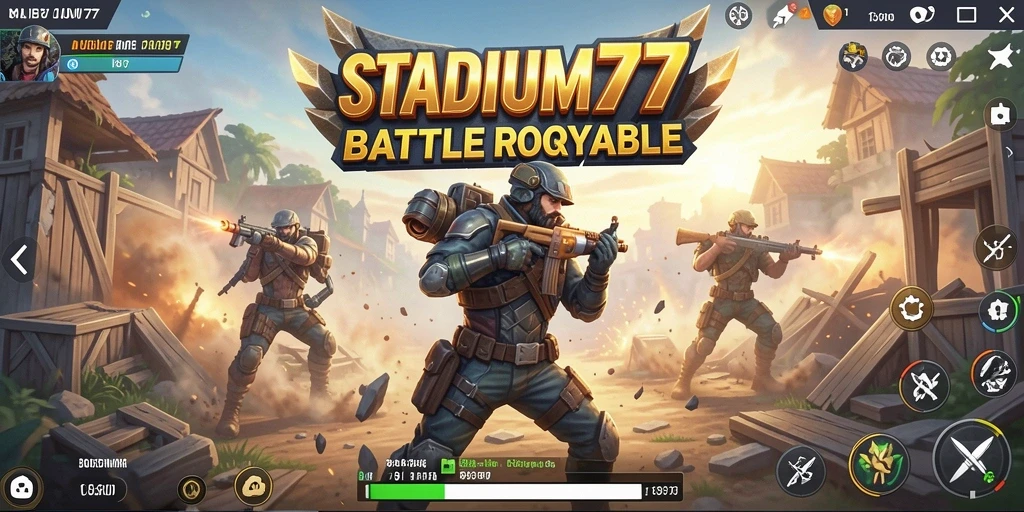 Tampilan gameplay STADIUM77 yang seru dan mendebarkan dalam pertempuran Battle Royale.
