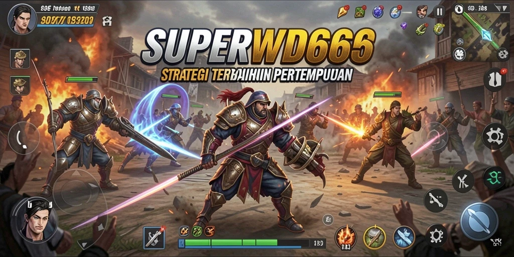 Screenshot utama SUPERWD666 menampilkan aksi pertempuran strategis yang mendebarkan.