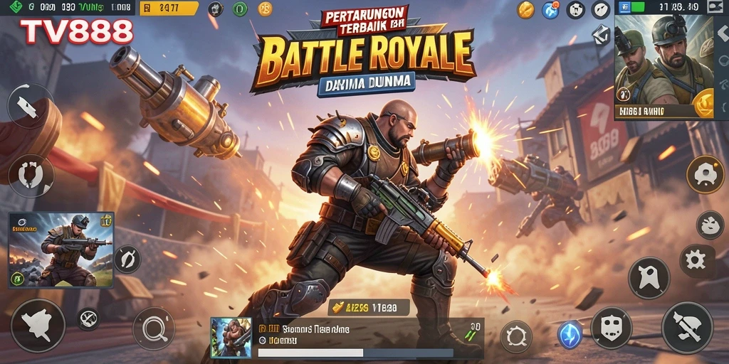 Screenshot gameplay TV888 yang menunjukkan pertempuran seru di Battle Royale.